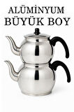 Alüminyum Küre Çaydanlık Büyük Boy Siyah Kulp
