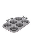 Teflon Yanmaz Yapışmaz 6lı Muffin Cupcake Kek Kalıbı