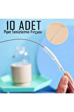 10 Adet Metal Krom Pipet Klavye Temizleme Fırçası Çubuğu Teli
