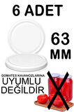 6 Adet 63mm Metal Kavanoz Kapağı Beyaz