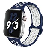 Apple Watch Seri 1/2/3/4/5/6/SE 44mm Silikon Kordon Delikli Kayış Spor Bileklik