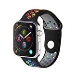 Apple Watch Seri 1/2/3/4/5/6/SE 40mm Silikon Kordon Delikli Renkli Spor Kayış