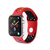 Apple Watch Uyumlu Seri 1/2/3/4/5/6/SE 40mm Silikon Kordon Delikli Renkli Spor Kayış 