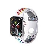 Apple Watch Seri 1/2/3/4/5/6/SE 40mm Silikon Kordon Delikli Renkli Spor Kayış