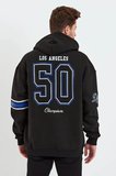 USLUCAN ALIŞVERİŞ Erkek Baskılı Kapşonlu Üç Iplik Oversize Sweatshirt - Siyah