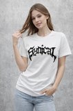 USLUCAN ALIŞVERİŞ Bisiklet Yaka Ön Baskılı Kısa Kollu Tişört Streetwear Günlük Basic Pamuklu T-shirt - Beyaz