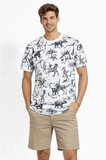 USLUCAN ALIŞVERİŞ Erkek Beyaz Dinozor Desenli Tişört – Regular Fit, Bisiklet Yaka, Dijital Baskılı Pamuklu T-Shirt - Beyaz