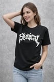 USLUCAN ALIŞVERİŞ Bisiklet Yaka Ön Baskılı  Kısa Kollu Tişört Streetwear Günlük Basic Pamuklu T-shirt - Siyah