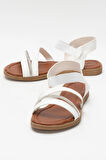Kadın Taş Bantlı Sandalet Ayakkabı BEYAZ