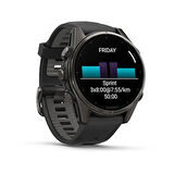 Garmin Fenix 8 - 43 mm AMOLED Sapphire Karbon gri DLC titanyum Siyah/Gri Silikon Kayışlı
