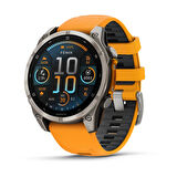  Garmin Fenix 8 – 47mm AMOLED Sapphire Titanyum Turuncu/Grafit Silikon Kayışlı