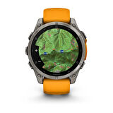  Garmin Fenix 8 – 47mm AMOLED Sapphire Titanyum Turuncu/Grafit Silikon Kayışlı