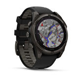 fenix 8 - 47 mm, Solar, Sapphire - Karbon Gri DLC Titanyum, Siyah/Gri Silikon Kayışlı