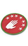 Abhaz Bayrak Nakışlı, Yuvarlak Etiket (Kırmızı) Çapı 8 cm