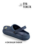 Sermoda Aksesuarlı 4 cm Kalın Taban Kadın sabo Terlik Hastane Terliği 1014 Lacivert