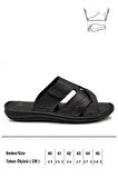 Hakiki Gerçek Deri Erkek Terlik Hafif Terlik Deri G Şır Siyah