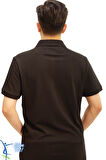 Erkek Slim Fit Dar Kesim Pamuklu Yumuşak Doku Nefes Alan Kumaş Kıvrılmaz Yaka Haki Polo Yaka Tişört Siyah