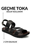 Geçme Tokalı Suni Deri Hafif Taban Kadın Yazlık Sandalet Siyah