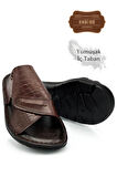 Hakiki Gerçek Deri Erkek Terlik Hafif Terlik Deri 3D Kahve
