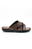 Hakiki Gerçek Deri Erkek Terlik Hafif Terlik Deri Çapraz Kahve