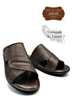 Hakiki Gerçek Deri Erkek Terlik Hafif Terlik Deri Şırıngıl Kahve