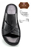 Hakiki Gerçek Deri Erkek Terlik Hafif Terlik Deri G Siyah