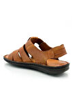 Sermoda Hakiki Gerçek Deri Cırtlı Erkek Sandalet Çapraz Taba