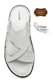 Hakiki Gerçek Deri Erkek Terlik Hafif Terlik Deri G Şır Beyaz