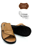 Hakiki Gerçek Deri Erkek Terlik Hafif Terlik Deri Naturel