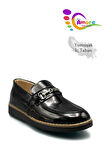 Köprü Tokalı Model Erkek Çocuk Okul Ayakkabı Rugan Siyah