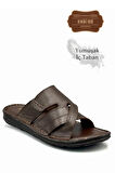Hakiki Gerçek Deri Erkek Terlik Hafif Terlik Deri G Şır Kahve