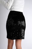 47 Cm Pullu Mini Etek Parti Düğün Gece Mini Etek Siyah