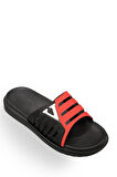 Hafif Poli Erkek Terlik V Model Havuz Terliği 14198 Siyah Kırmızı