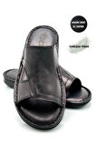Hakiki Gerçek Deri Erkek Terlik Hafif Terlik Deri A Siyah