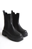 Kadın Bot - Yanları Lastikli Fermuarsız Kaymaz Taban Termo Kadın Bot Siyah