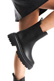 Kadın Bot - Yanları Lastikli Fermuarsız Kaymaz Taban Termo Kadın Bot Siyah