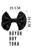 Saç Tokası - Büyük Boy Pullu Saç Tokası P Siyah