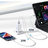 Kaliko 65W Usb Type-C Qc 4.0 Pd 3.0 Ganx 3 Portlu Hızlı Şarj Cihazı Beyaz