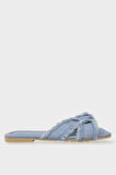 Kadın Püskül Detay Çapraz Denim Terlik MAVİ