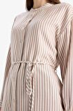 DeFacto Relax Fit Çizgili Uzun Kollu Bağcıklı Gömlek Tunik E5360AX25SPBN287