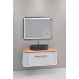 CASSE 100 CM ANTRASİT LAVABOLU BANYO DOLABI BEYAZ / KAYIN