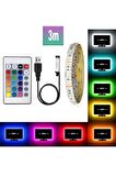 Monitör Tv Arkası GERÇEK 3 ÇİPLİ RGB Şerit Led Kumandalı 16 Renk 3M Tv Arkası Led Aydınlatma.