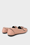 Kadın Tokalı Yumuşak Babet Ayakkabı PUDRA