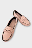 Kadın Tokalı Yumuşak Babet Ayakkabı PUDRA