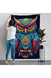 Mandala Renkli Baykuş Duvar Örtüsü-7554