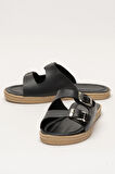 Kadın Çift Bant Ayarlanabilr Tokalı Terlik SİYAH