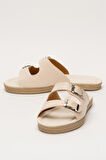 Kadın Çift Bant Ayarlanabilr Tokalı Terlik KREM