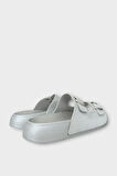 Kadın Simli Çift Bant Ayarlanabilr Tokalı Terlik GÜMÜŞ
