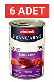 Animonda Gran Carno Biftek ve Kuzu Etli Yetişkin Köpek Konservesi 400gr x 6 Adet