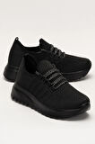Kadın Ortopedik Taban Triko Günlük Spor Ayakkabı SİYAH